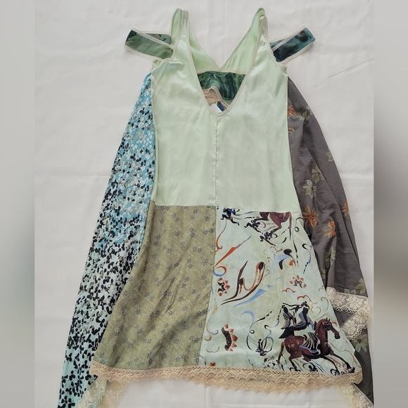 MARINE SERRE Silk Scarves Open Shoulder Flowy Midi Dress - Picture 10 of 16